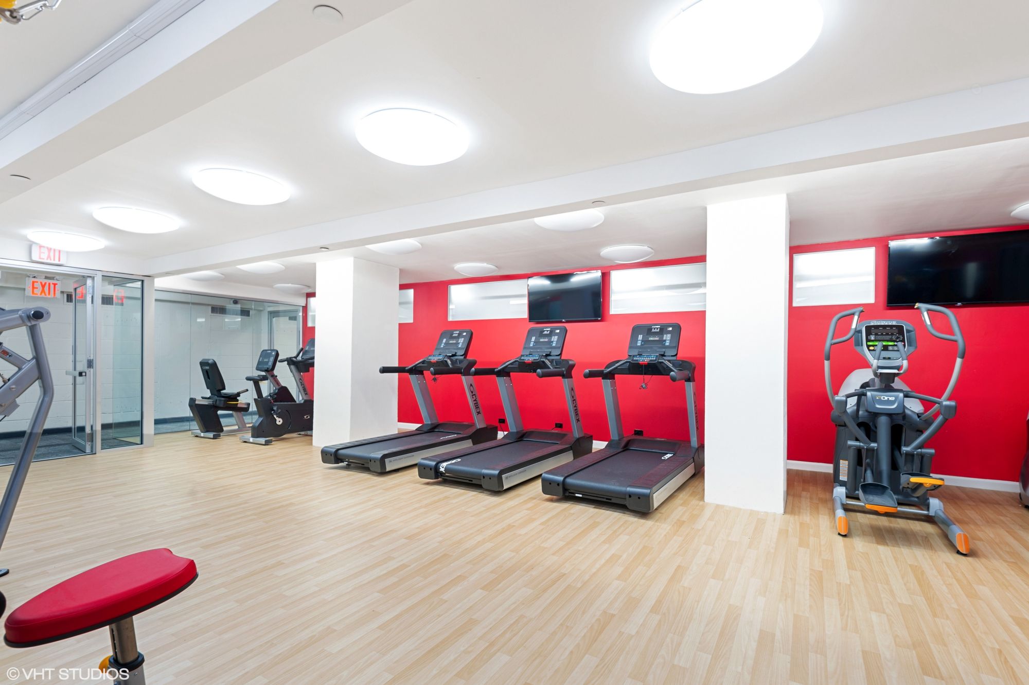 The fitness center at The Promenade, located in Marble Hill, is outfitted with state-of-the-art cardio machines, including new treadmills, elliptical, and recumbent bicycle. 